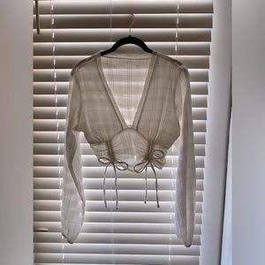 White Ruched Crop Top